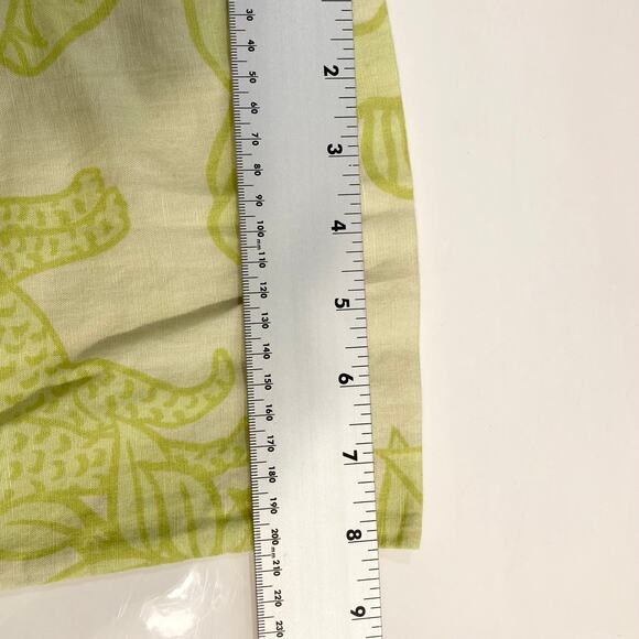 Nwot LAS SURENAS Pants S Linen Cotton Lime Green Leaf Straight Slit Pcks Cheetah - Picture 15 of 15